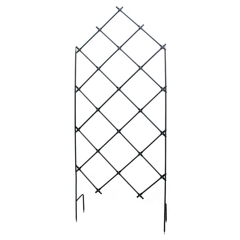 Achla Designs 95&#34; Traditional Freestanding Lattice Iron Garden Trellis Graphite Powder Coat Finish, 1 of 11