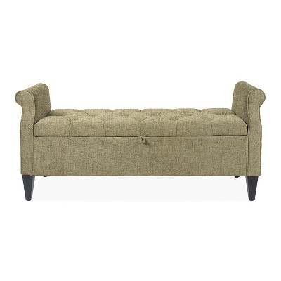 NicBex Modern 57.5" Storage Bench Wood Accent Stools with Tufted Top and Rolling Arms for Bedroom and Entryway