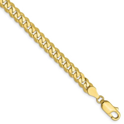 Black Bow Jewelry 10k Yellow Gold 4.6mm Flat Beveled Curb Chain Anklet - 9 Inch