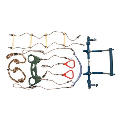 Blue 6-Piece Indoor Doorway Gym with Swing and Slide