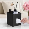 LunaLulinlk Tissue Box Cover, PU Leather Square Tissue Box Holder with Storage Tray Stylish Tissue Holder Decorative Organizer (Black) - 3 of 4