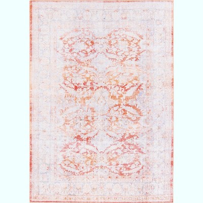 Rust Red Chenille Rectangular Easy-Care Indoor Rug