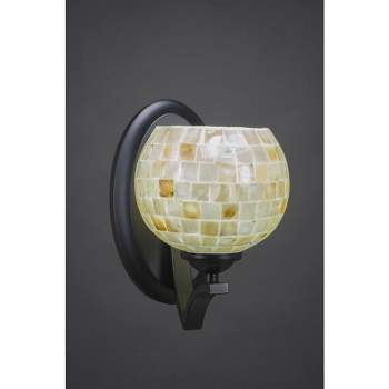 Toltec Lighting Zilo 1 - Light Sconce in  Matte Black with 6" Mystic Seashell  Shade