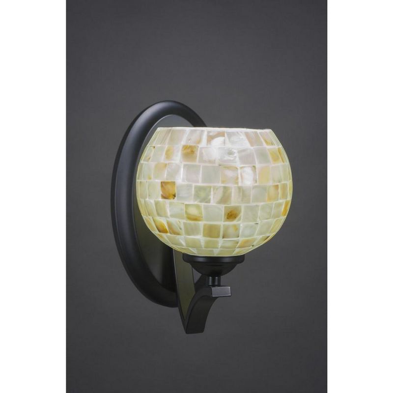 Toltec Lighting Zilo 1 - Light Sconce in  Matte Black with 6" Mystic Seashell  Shade, 1 of 2