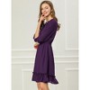 Allegra K Women's Solid Ruffle Hem 3/4 Sleeve A-Line Smocked Short Chiffon Dress - 4 of 4