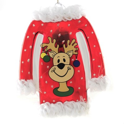 Holiday Ornament 5.0" Ugly Sweater Reindeer Houses Bells  -  Tree Ornaments