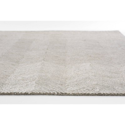 Gray Herringbone Hand Tufted Wool 2' x 3' Rug