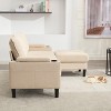 VASIP Beige 3-Seat Storage Sofa Bed with Ottoman - L-Shaped Sectional Couch for Small Spaces, Compact Apartment Living Room Furniture - 3 of 4