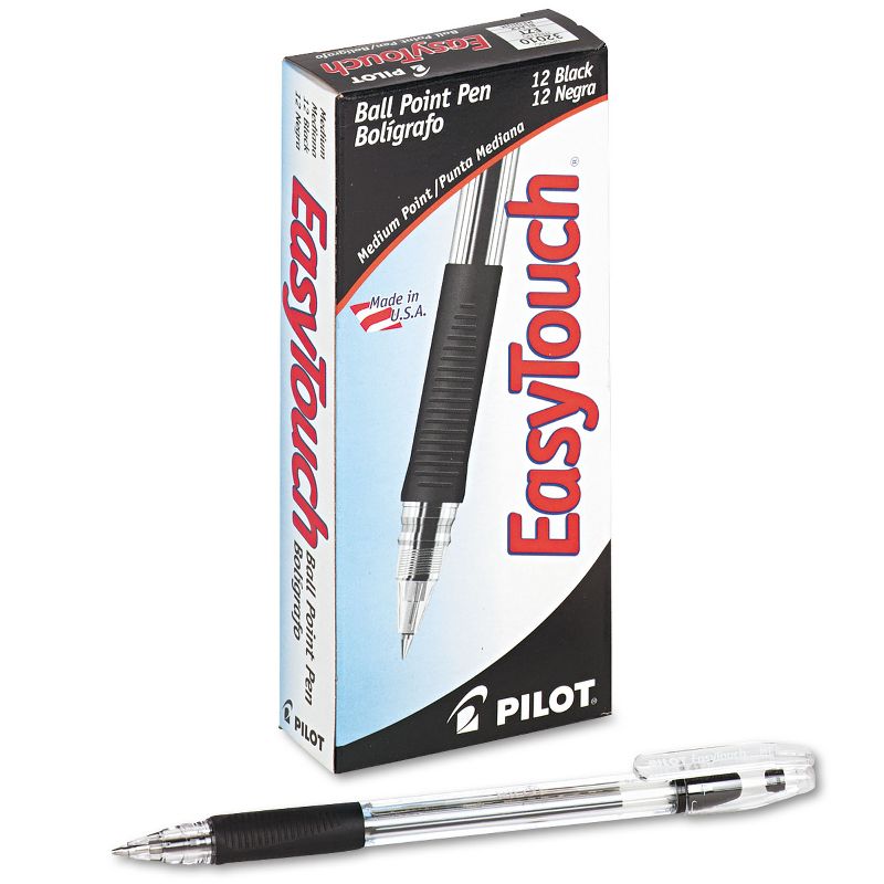 Pilot EasyTouch Ball Point Stick Pen Black Ink 1mm Dozen 32010, 1 of 3