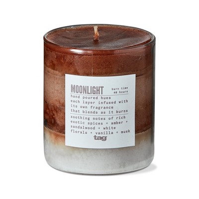 tagltd Moonlight Themed Scented Paraffin Wax Pillar Candle Small Brown 3x3.3 inch Burn Time 55 Hours