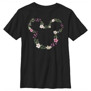 Boy's Disney Mickey Mouse Flower Crown Silhouette T-Shirt - 1 of 4