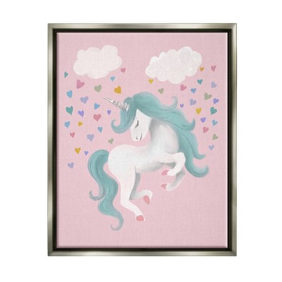 Stupell Industries Pink Pastel Unicorn Clouds Framed Canvas
