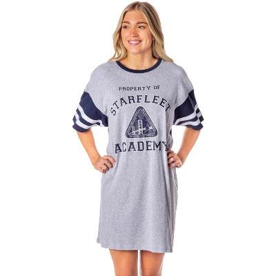 Star Trek Womens' Property Of Starfleet Academy Nightgown Pajama Shirt Grey