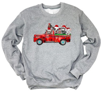 Simply Sage Market Women's Graphic Sweatshirt Farm Animal Christmas Truck