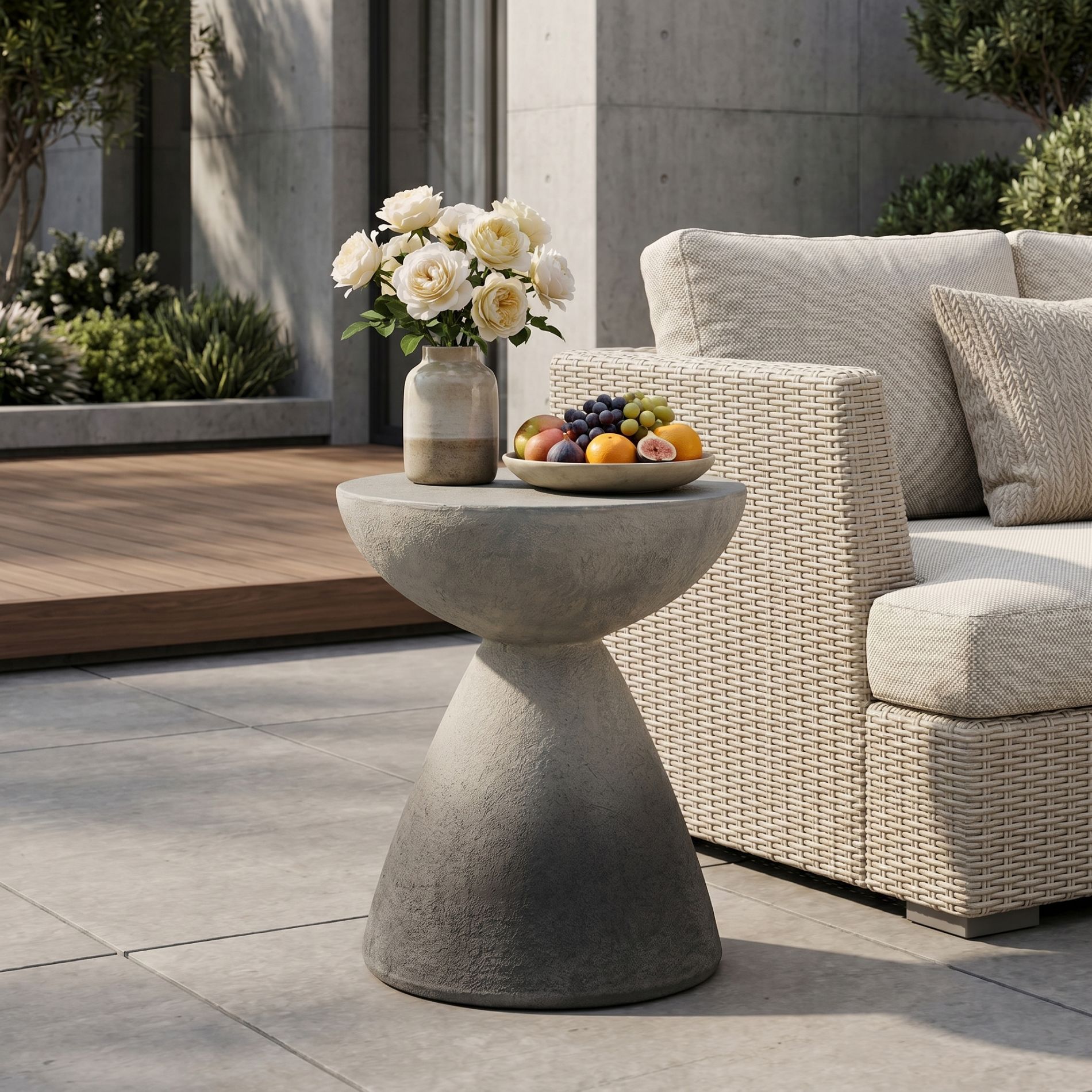 Christopher Knight Home Luna Modern Lightweight Concrete Hourglass, Gray