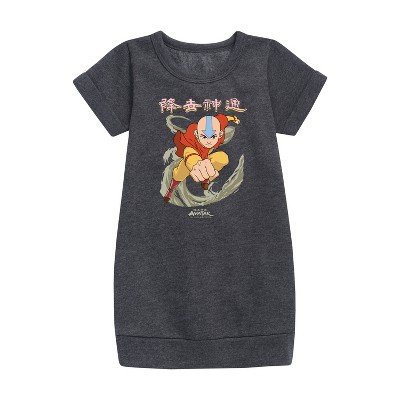 - Avatar: The Last Airbender - Aang Wind Graphic Short Sleeve Fleece Dress