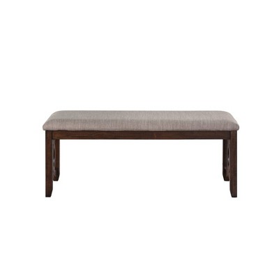Gia 46" Beige and Brown Upholstered Wood Bench