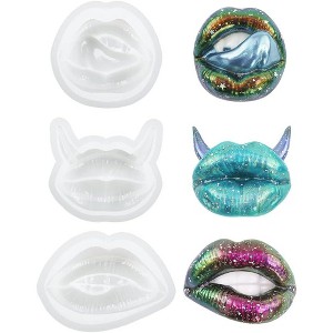 JDICTION 3PCS 3D Lips Shape Epoxy Resin Molds – Mouth Silicone Casting Molds for Candle Making, Cake Decoration, Resin Art Crafts - 1 of 4
