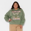 Women's Merry Martini Graphic Sweatshirt - Light Green - 2 of 3