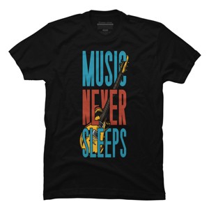 Men's Design By Humans music never sleeps By solon2020 T-Shirt - 1 of 2