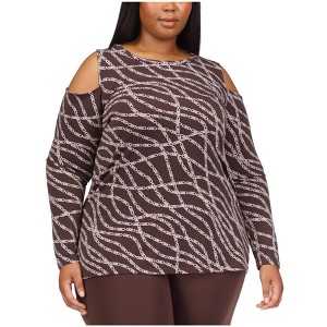 Michael Kors Womens Chain Print Cold Shoulder Blouse - 1 of 1