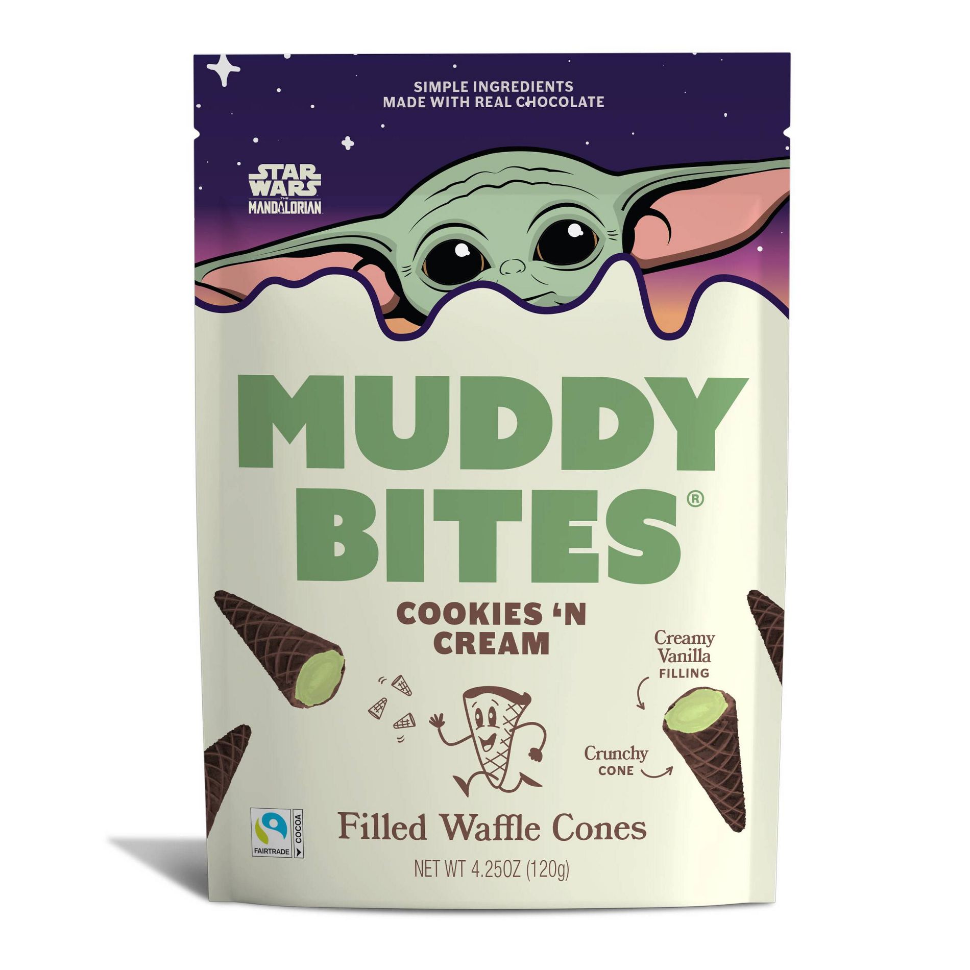Muddy Bites Star Wars Cookies 'N Cream Waffle Cone Snacks - 4.25oz