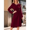 Women's Long Sleeve Ruched Waist Flowy A Line High Low Midi Cocktail Party Dress - 4 of 4