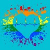 Adult Design By Humans Pride Heartbeat EKG Splatter By LegatoTendo T-Shirt - 2 of 2
