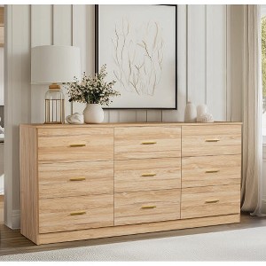 KTMBDW 9 Drawer Dresser for Bedroom with Deep Drawers, Floor Wood Dressers & Chest of Drawers, Modern Long Dressers for Closet Living Room - 1 of 4