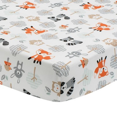 Gray and Mint Woodland Animals 5-Piece Microfiber Crib Bedding Set