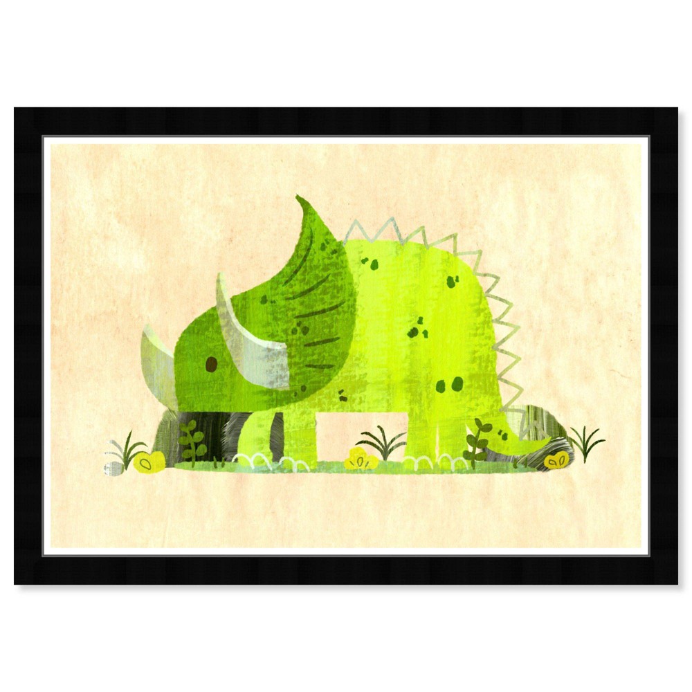 Photos - Other interior and decor 21" x 15" Green Triceratops Animals Framed Art Print - Wynwood Studio