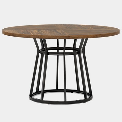 Tribesigns 47.2-Inch Round Dining Table for 4 People, Circle Dining Room Table with Metal Base