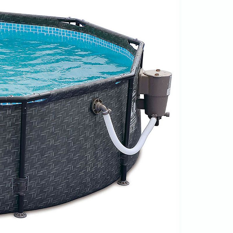 Summer Waves P20010301 Active 10ft x 30in Outdoor Round Frame Above Ground Swimming Pool Set with 120V Filter Pump and Accessories, Gray Wicker, 4 of 7