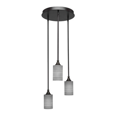 Toltec Lighting Empire 3 - Light Pendant in  Dark Granite with 4" Gray Matrix Shade