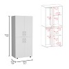 Hazel 70" High Four-Door Armoire Wardrove Closet Cabinet, Six Shelves and Two Hanging Rods, Bedroom Clothes Storage Cabinet Organizer White - 3 of 4