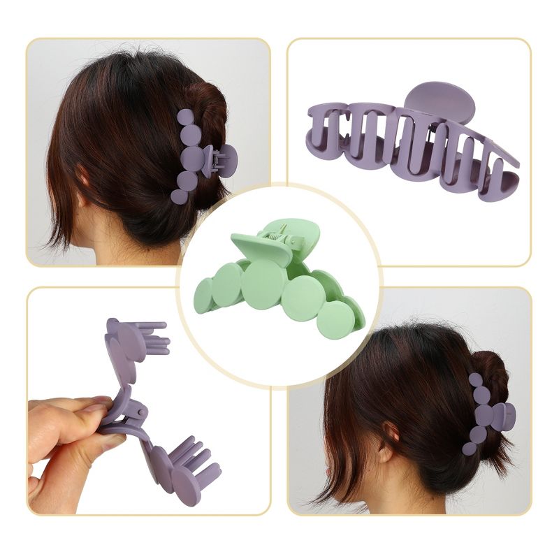Unique Bargains Women's Plastic Hair Claws Clips Black Purple Green 3.94"x1.54"x1.77" 3Pcs, 5 of 7