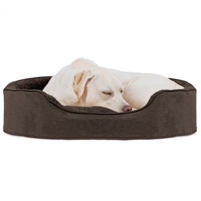 FurHaven Snuggle Terry & Suede Oval Cuddler Dog Bed