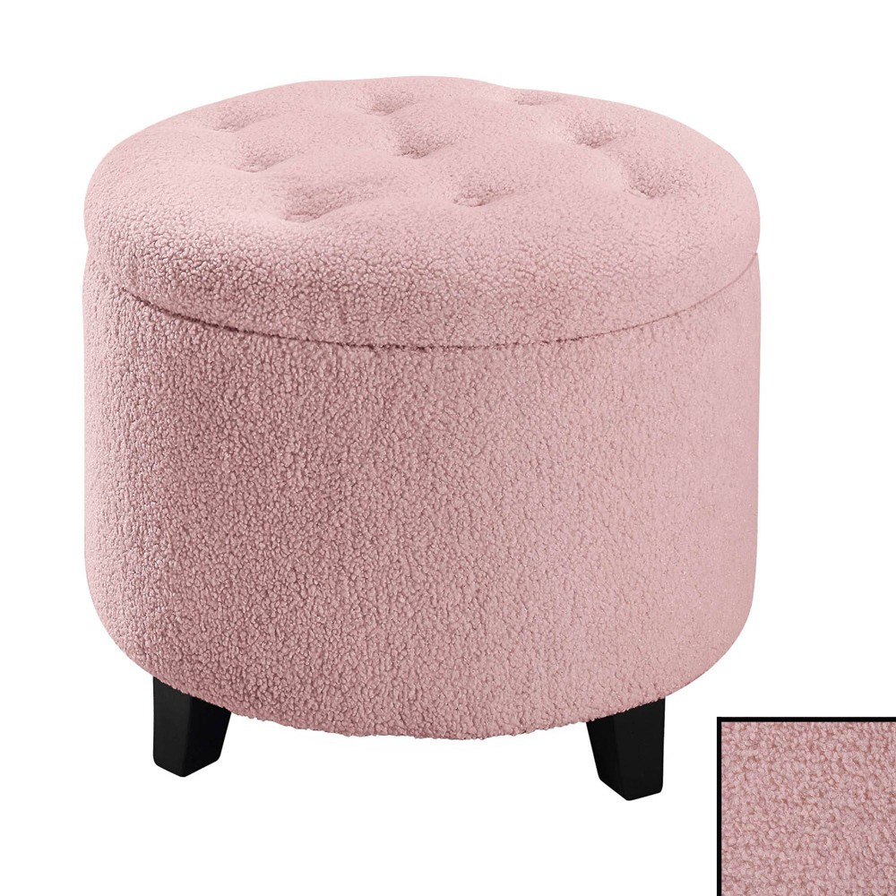 Photos - Pouffe / Bench Breighton Home Designs4Comfort Round Faux Shearling Storage Ottoman Pink