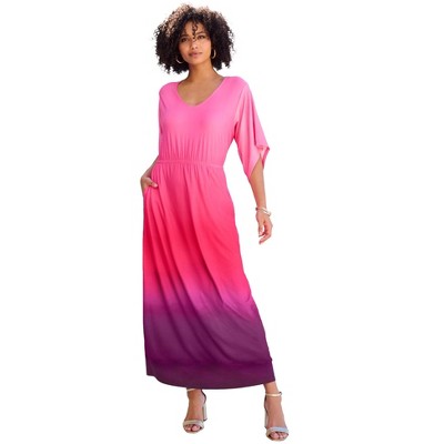 Roaman's Women's Plus Size Dolman Sleeve Maxi Dress
