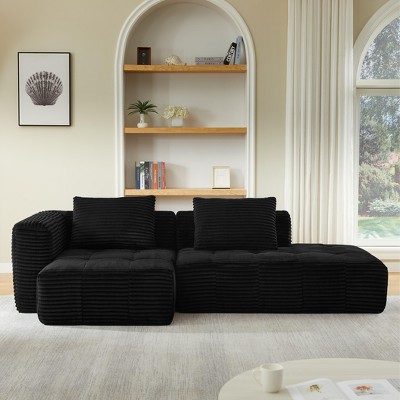 Dolonm 107.5" L-Shape Modular Compressed Couch,Cloud Sectional Sofa with Chaise Lounge,No assembly required,for Living Room,Apartment