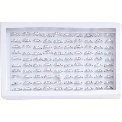 Jewelry Rings Display Tray Velvet 100 Slot Case Box Jewelry Storage Box