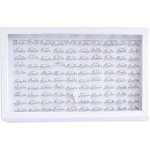 Jewelry Rings Display Tray Velvet 100 Slot Case Box Jewelry Storage Box - 1 of 4