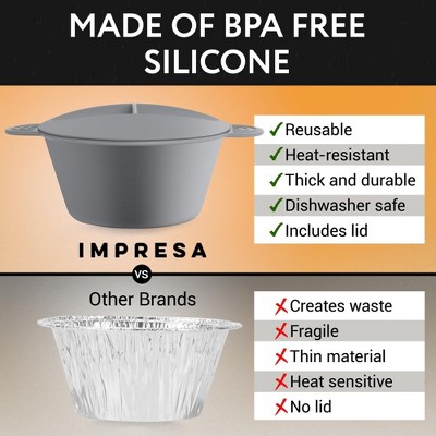 Gray Silicone Grill Grease Cup Liners with Lids, 2-Pack