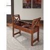 Signature Design by Ashley Abbonto Accent Bench Warm Brown: Storage, Wood Frame, Mid-Century Modern Style - 3 of 4