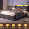 Upholstered Bed Frame with Storage Drawers, LED Headboard, Charging Station and Metal Slats for Bedroom - Baofuwish - 2 of 4