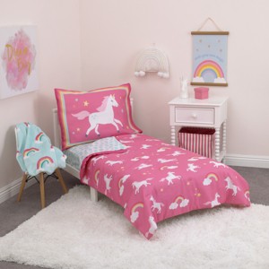 Carter's Rainbows & Unicorns 4 Piece Toddler Bedding Set - 1 of 4