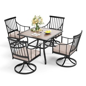 Captiva Designs 5pc Outdoor Patio Steel Dining Table & Stylish Cushioned Metal Chairs - 1 of 4
