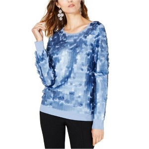 I.N.C International Concepts Womens Sequined Pullover Sweater, Blue, Medium - 1 of 1