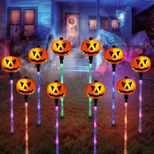 Joyfy 10 Pcs Pumpkin Pathway Lights Stakes, 5 Colors Halloween Decorations Yard Stake Path Maker Stakes for Outdoor Garden Patio Yard Pathway - 1 of 4
