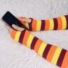 Allegra K Women's Stripe Print Knitted Fingerless Elbow Length Gloves Warmers One Size 1 Pair - 4 of 4